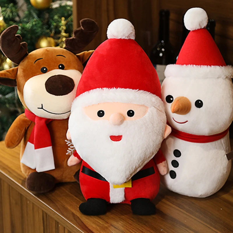 23/40cm Cute Santa Claus Snowman Elk Plush Toys For Xmas Christmas Decoration Dolls Stuffed Soft for Baby Kids New Year Gifts