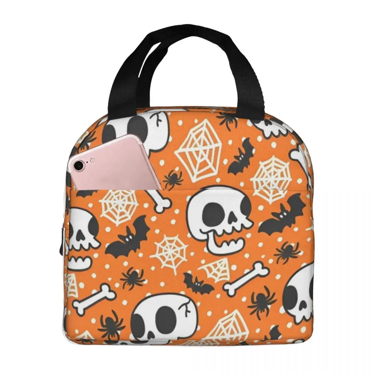 Halloween Pumpkins Ghosts Insulated Lunch Bags Cooler Bag Reusable Trick or Treat Kawaii Large Tote Lunch Box Food Bag Work