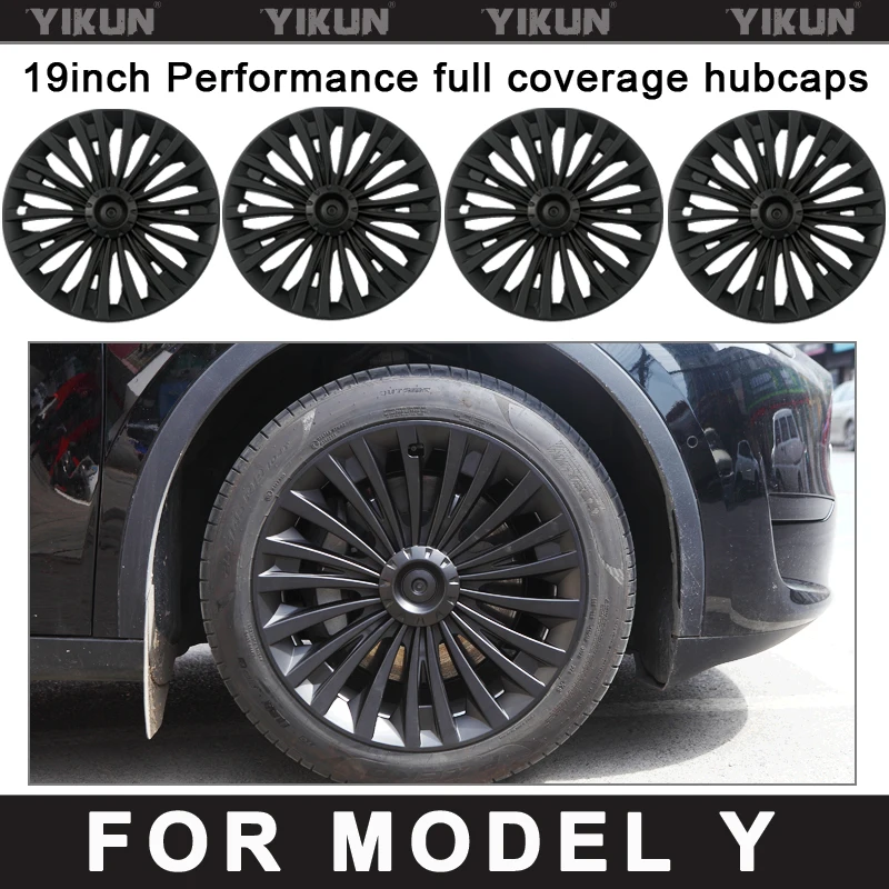 

4PCS Hub Cap for Tesla Model Y 19-Inch Wheel Cap Performance Replacement Automobile Hubcap Full Rim Cover Accessories 2019-2024
