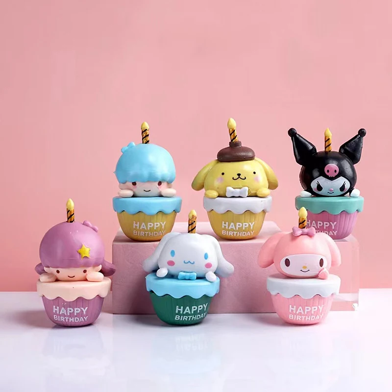 

6 шт./набор Sanrio Cinnamoroll Melody Kuromi Милая модель куклы мультяшная фигурка декоративные украшения аниме игрушки подарок для друга