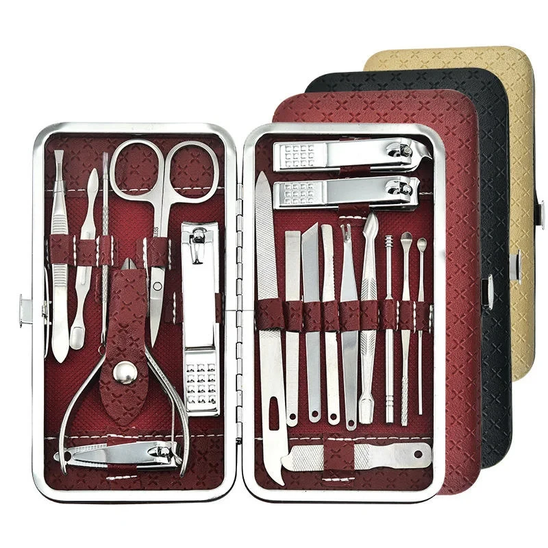 Professional Manicure Set 19 pcs Full Function Kit Stainless Steel Pedicure Sets Nail Clipper With Portable Case Idea Gift