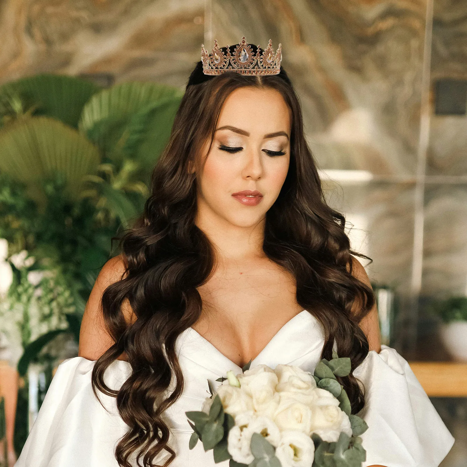 

Baroque Rhinestone Crown Headband Women Wedding Bridal Tiara Shining Decorative Crown For Bride Party Birthday Cosplay Pageant