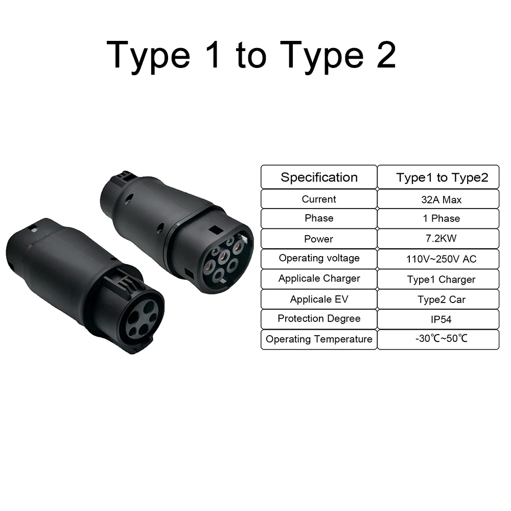 Teschev evse adapter 16a 32a elektro fahrzeug auto ev ladegerät stecker sae j1772 buchse typ 1 bis typ 2 ev adapter buchse