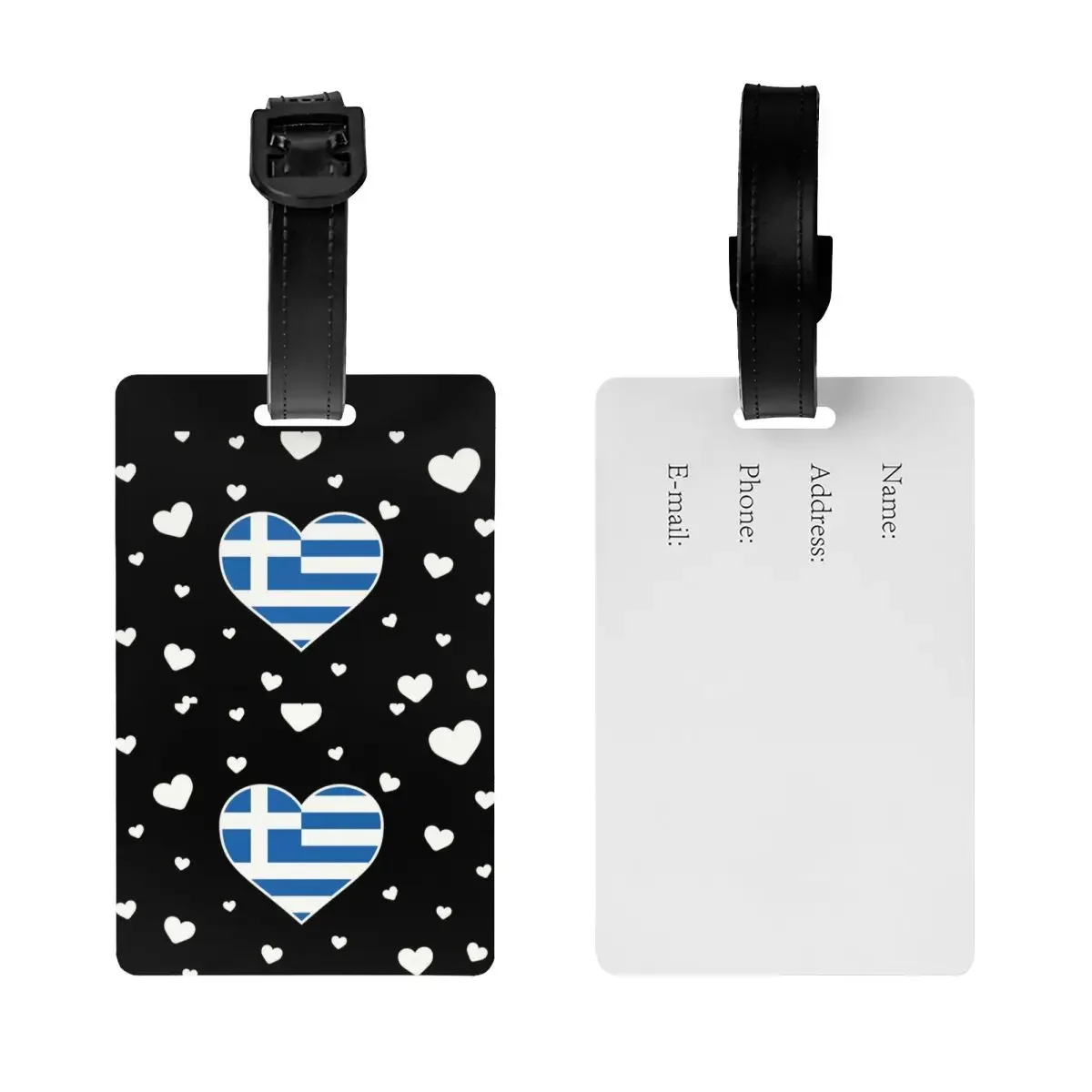 Greece Love Flag Heart Designs Luggage Tags Custom Baggage  Privacy Cover ID Label