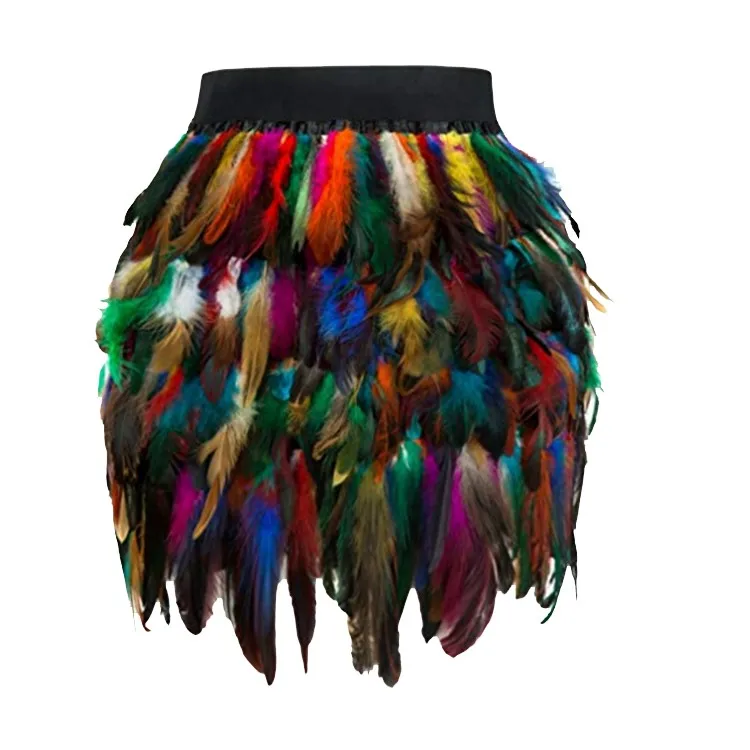 Christmas Santa Halloween Faux Feather Skirt Stage Costume Cosplay Mini Skirts for Women Performance Fashion A Line Skirt