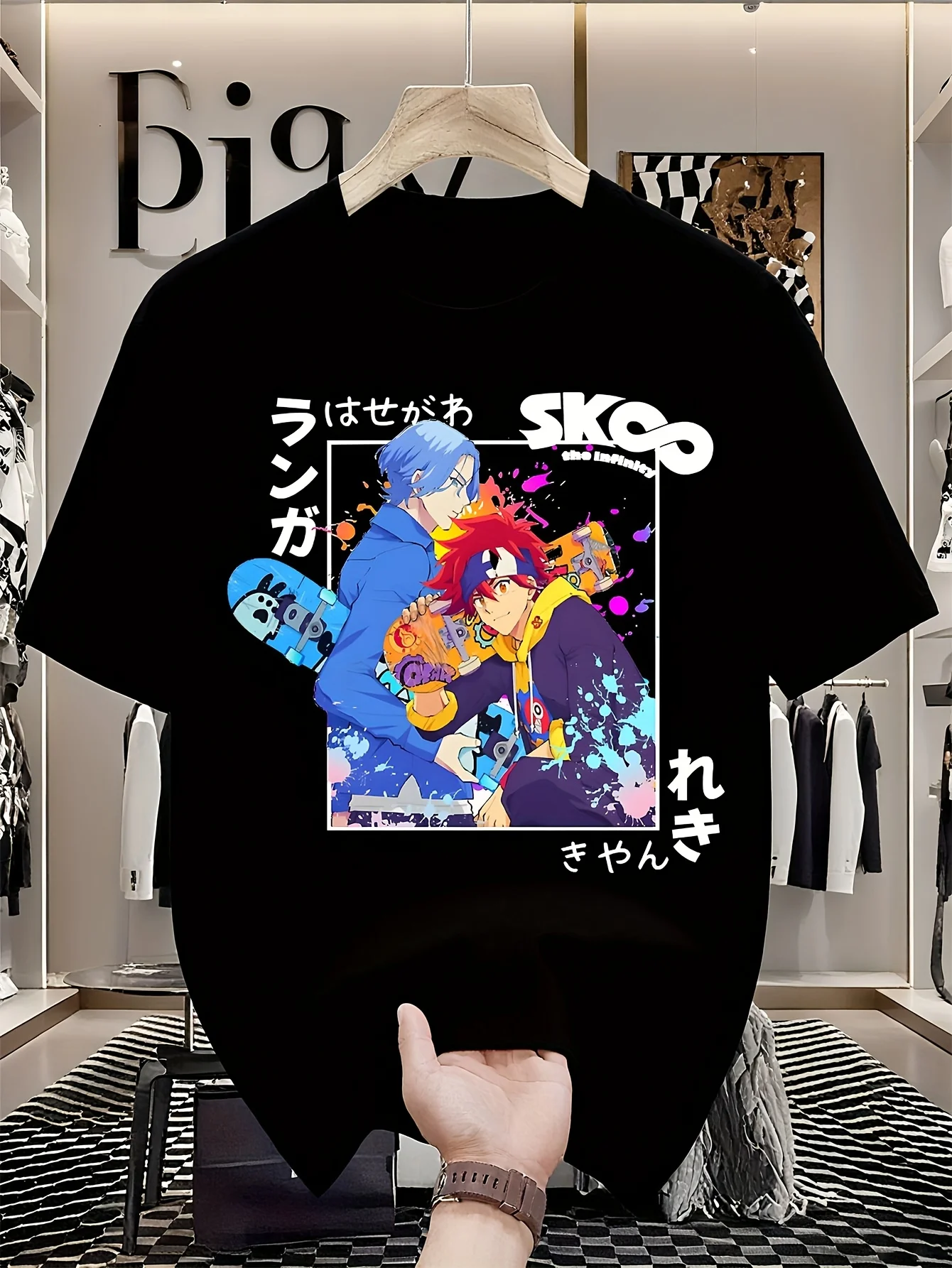 Футболка аниме SK8 The Infinity Męska Graficzna Przeciążona Modowa Koszulka Bawełniana Uliczny Styl Harajuku Vintage 220g
