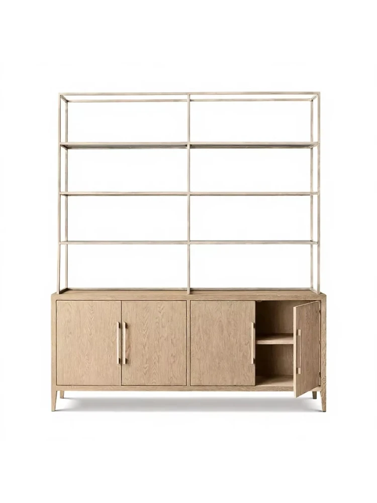 *Portable Modern Solid Wood Four Door Open Bookcase Edge Locker Suitable for Home Living Room Office School
