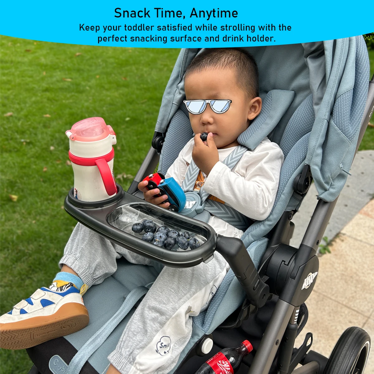 COLU KID®Stroller Snack Tray Compatible with Cybex Balios,Gazelle, Talos Series Prams,  Folds with Stroller view 2