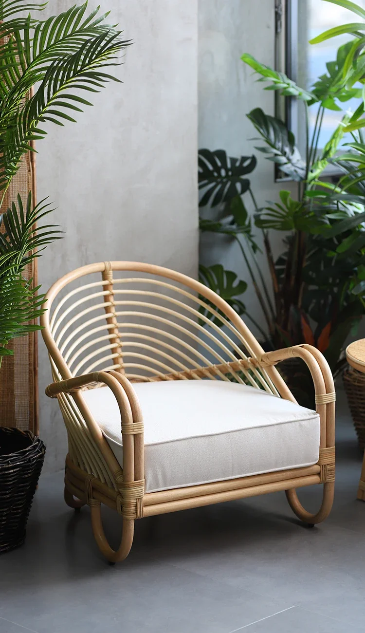 

ML Leisure Rattan Chair Home Real Rattan Couch Single Rattan Chair