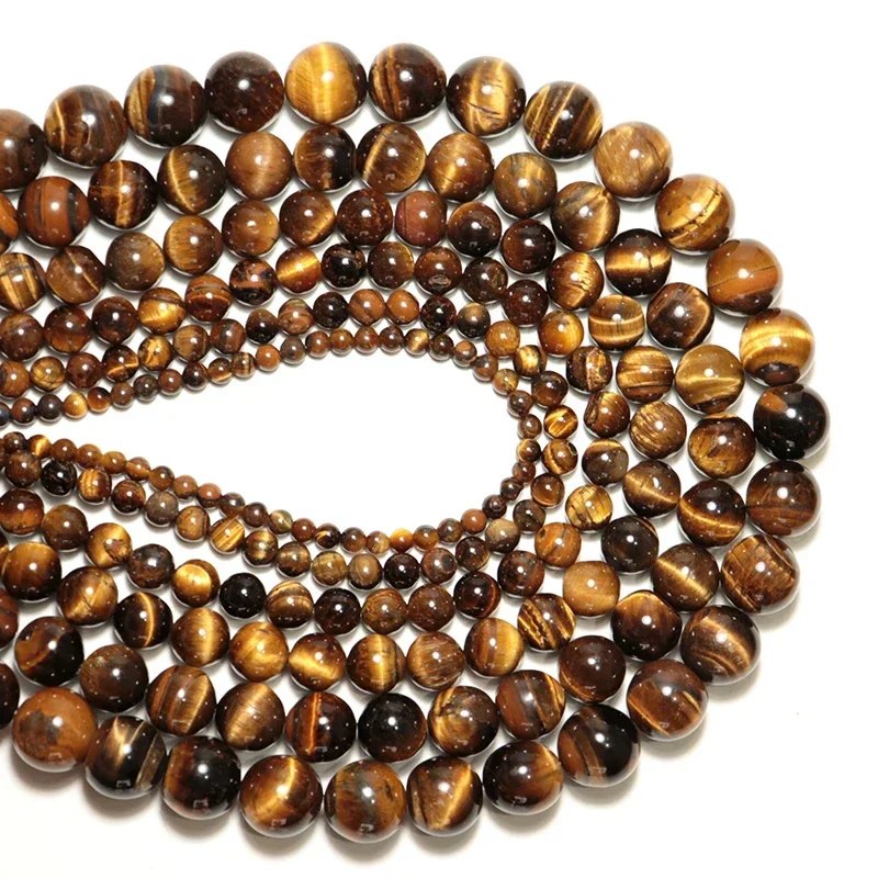 4mm/6mm/8mm/10mm/12mm/14mm Echte Natürliche Tigerauge-Steinperlen für Schmuckherstellung Braune Glatte Perlen Armbandherstellung Perlen – Detail 5