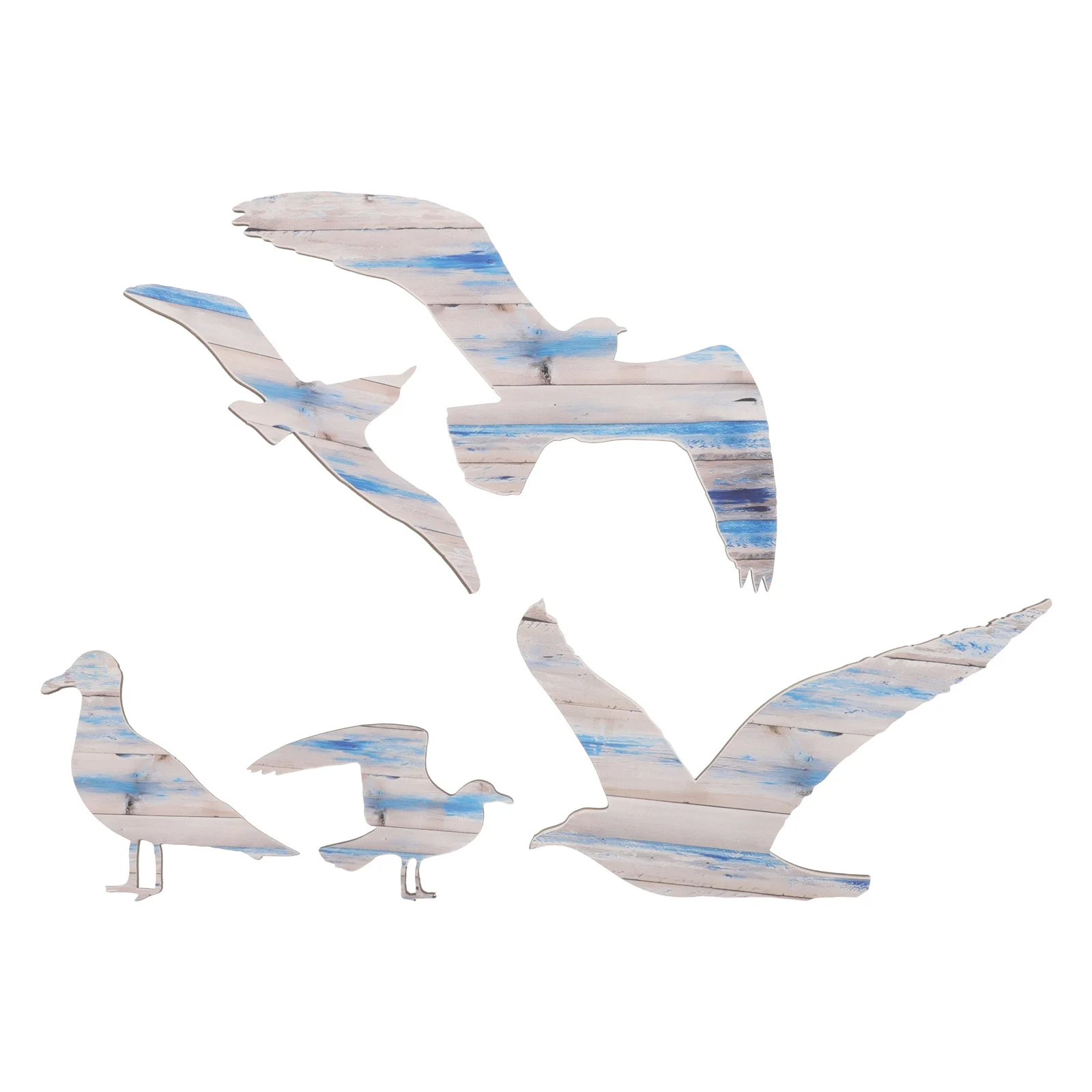 

5Pcs Wood Seagull Beach Wall Art Nautical Sea Bird Sculpture Coastal Wall Decor Ocean Birds Bedroom Bathroom Ornament