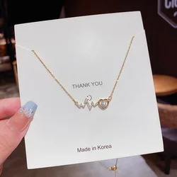 Fashion Luxury Heart Pendant Stainless Steel Necklace for Women Zirconia Choker Necklaces Female Jewelry Gifts