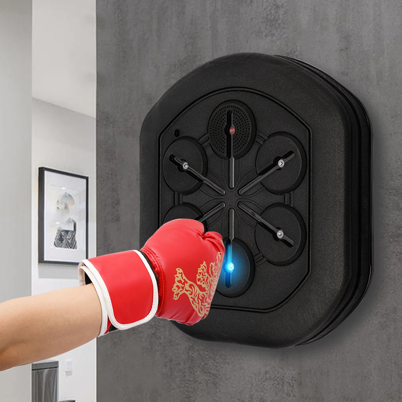

Music Boxing Machine, Wall-Mounted Led Light Boxing Equipment for Kickboxing Karate Home Gym Training