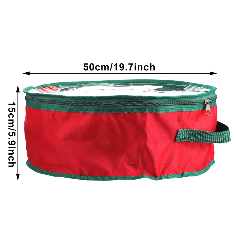 Folding Xmas Garland Storage Bag With Handle Transparent Window Tear Resistant Clean Up Holiday Carry Container Party Ornament