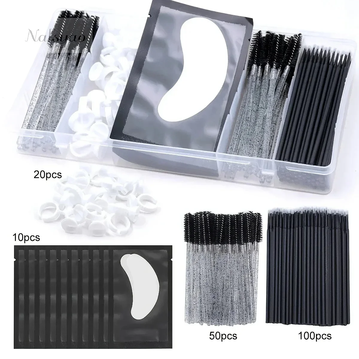Transparent Vertical 5 Grid Extension Rectangle Tool Storage Cover Eyelash Box Glue Tweezer Holder Makeup Organizer