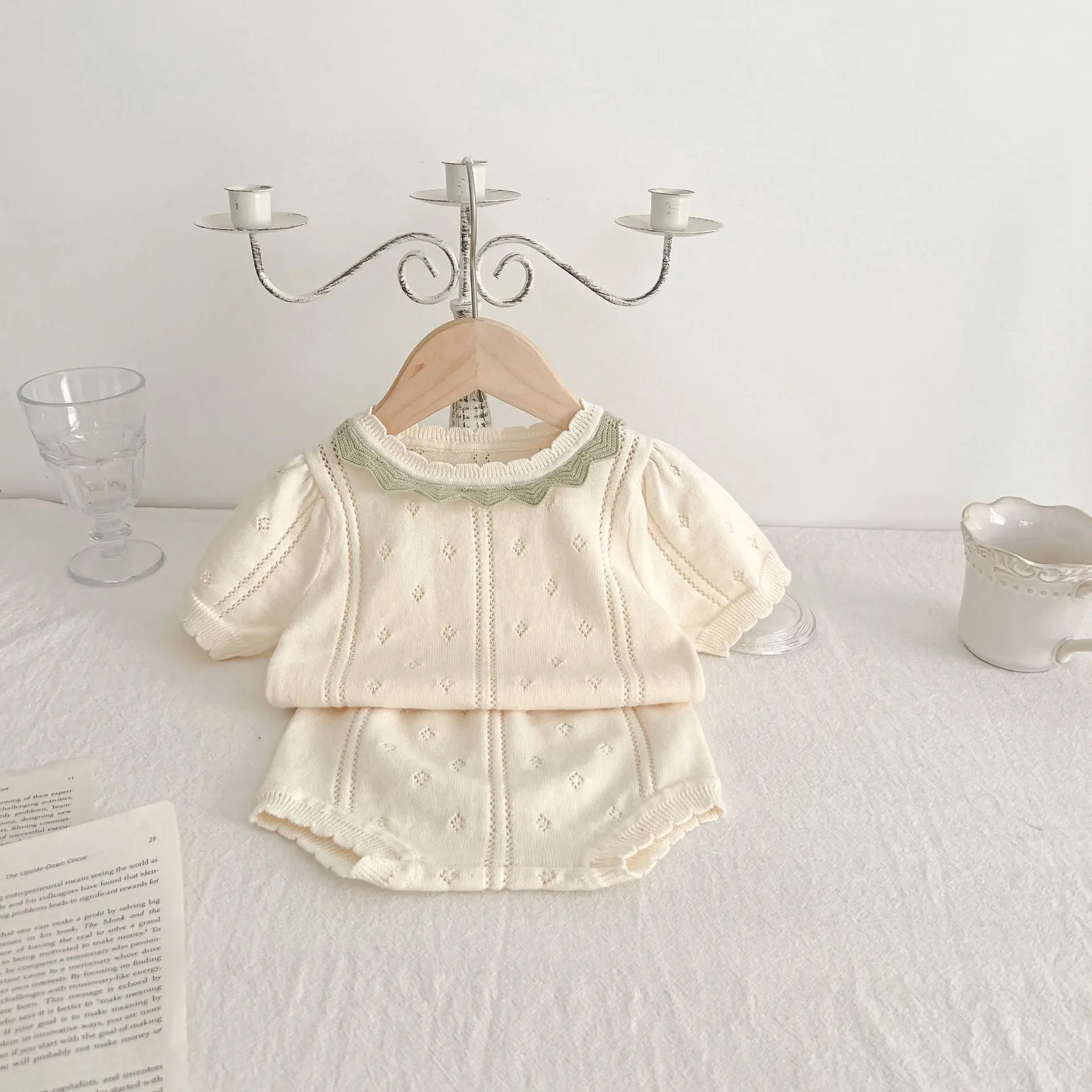 Babys Sets New Baby Summer Baby Versatile Hollowing Out Knitting Shorts Two Pieces Girls Simple Fashion 2026