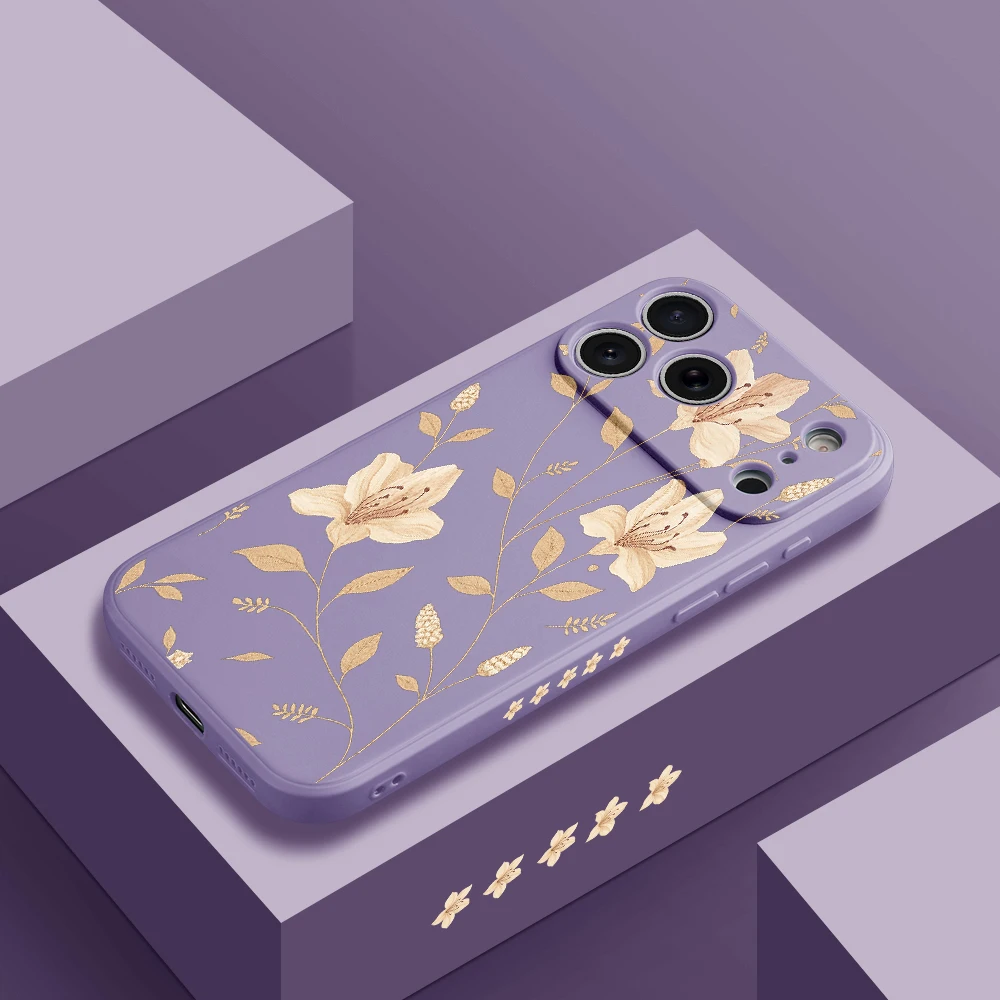 غطاء من البولي يوريثان الحراري باللون الذهبي الأرجواني لهاتف iPhone17 ProMax 17 Air 16 15 14 13 12 11 Pro Max XS Max7 8 Plus 16e 16 Plus