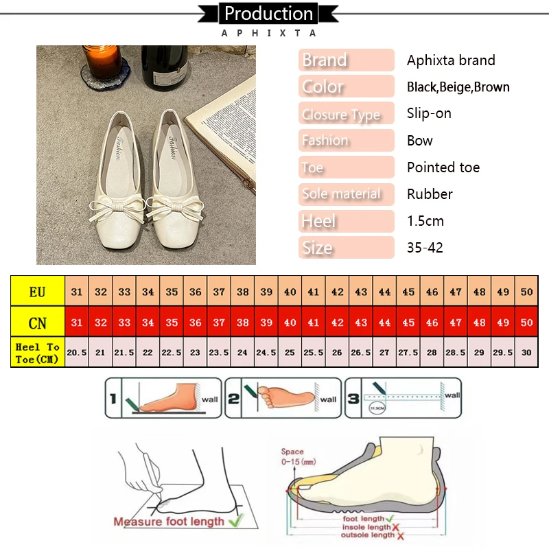 Aphixta 2024 damskie mieszkania płytkie mokasyny kokardka miękkie buty do chodzenia designerskie wygodne Retro kobiece Zapatillas damskie płaskie buty