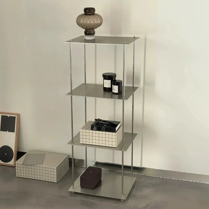 Modern simple living room bedroom study display rack bookshelf stainless steel shelf floor-to-ceiling multi-layer storage rack