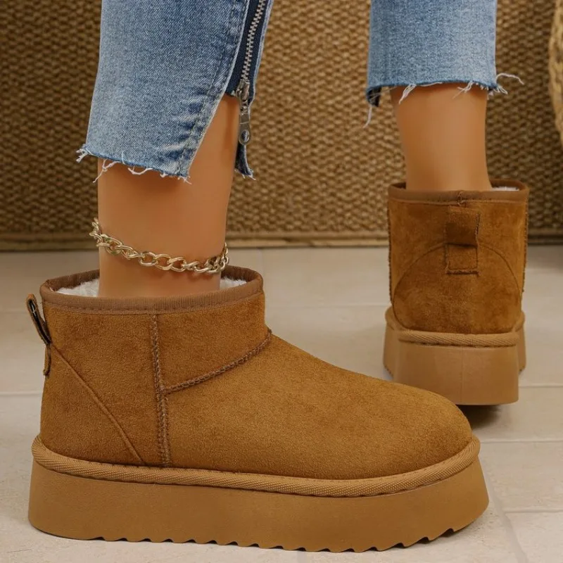 

Winter Real Sheepskin Wool Women Snow Boots New Design Ladies Platform Shoes Warm Slippers Classic Ultra Female Fur Ankle Boot