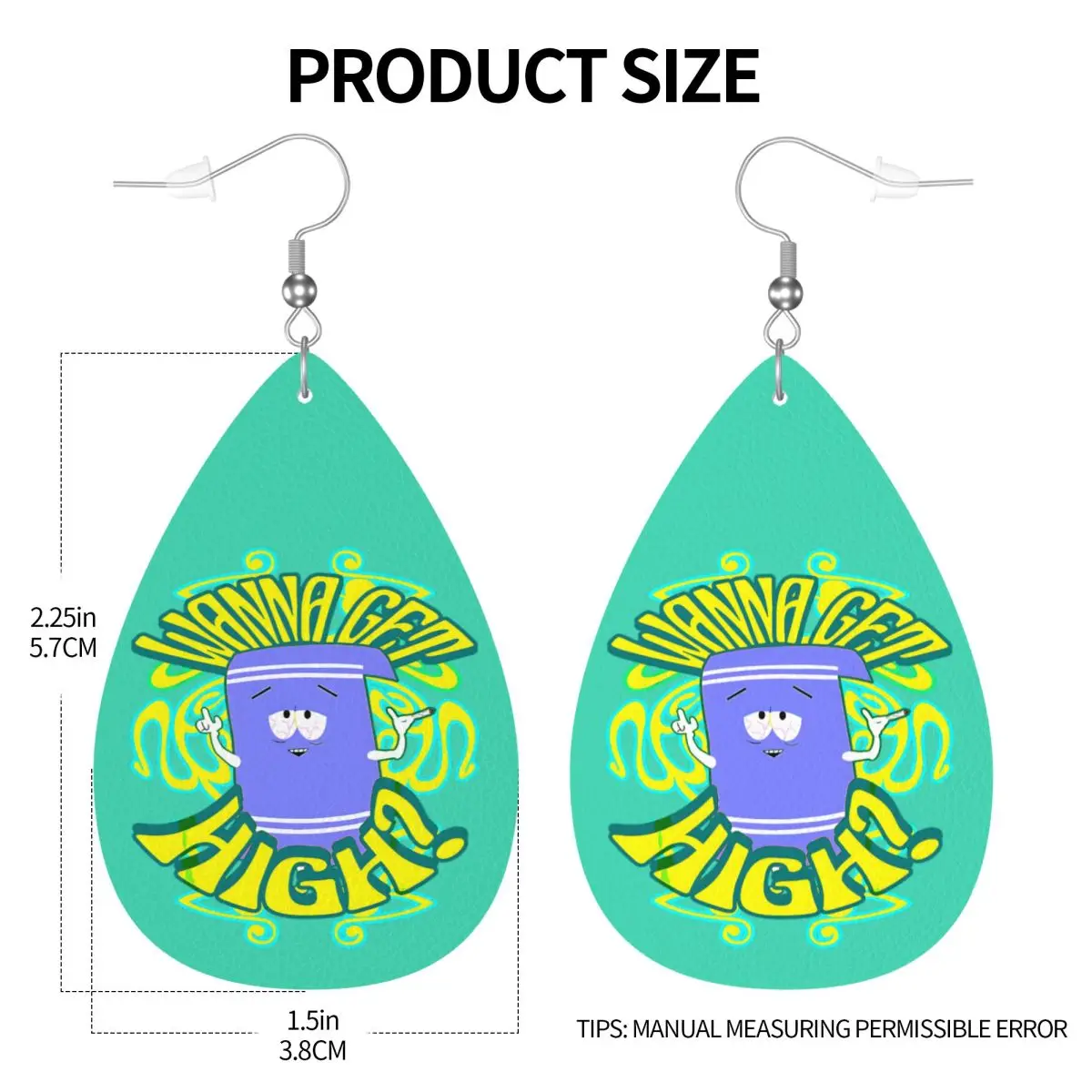 أقراط دمعة جلدية مخصصة للنساء أقراط جلدية موضة مضحكة كرتونية خفيفة الوزن للعطلات والحفلات