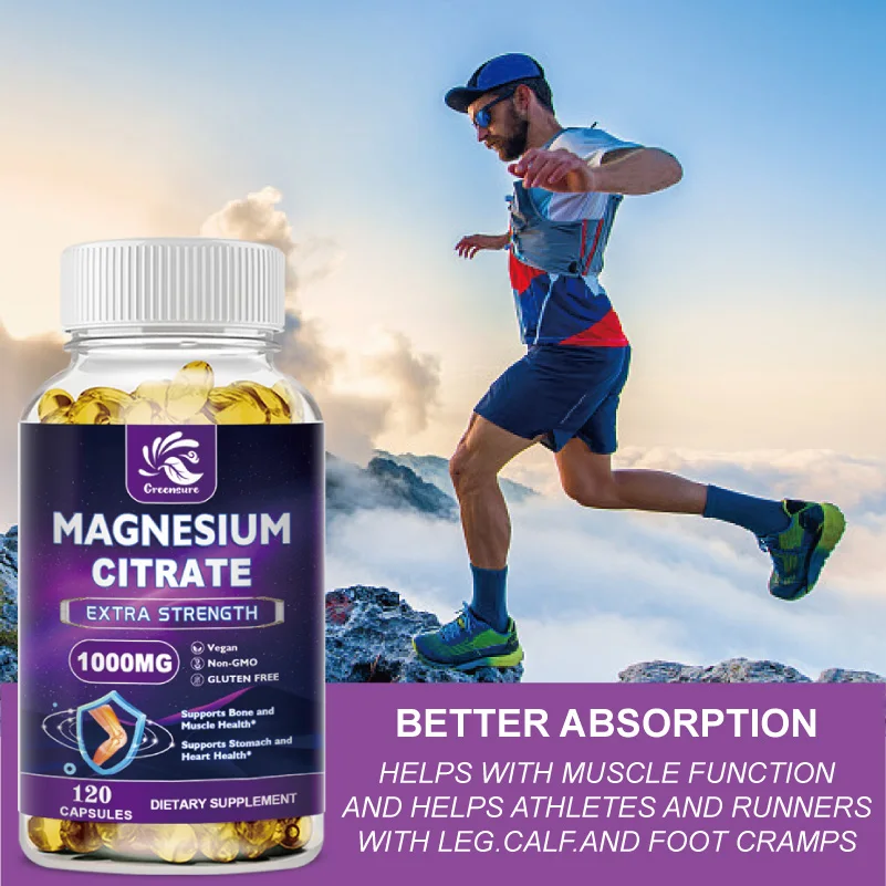 Magnesium Citrate 1000 Mg - Easily Absorbed, Purified Trace Mineral - Muscle, Nerve and Energy Support, Non-GMO