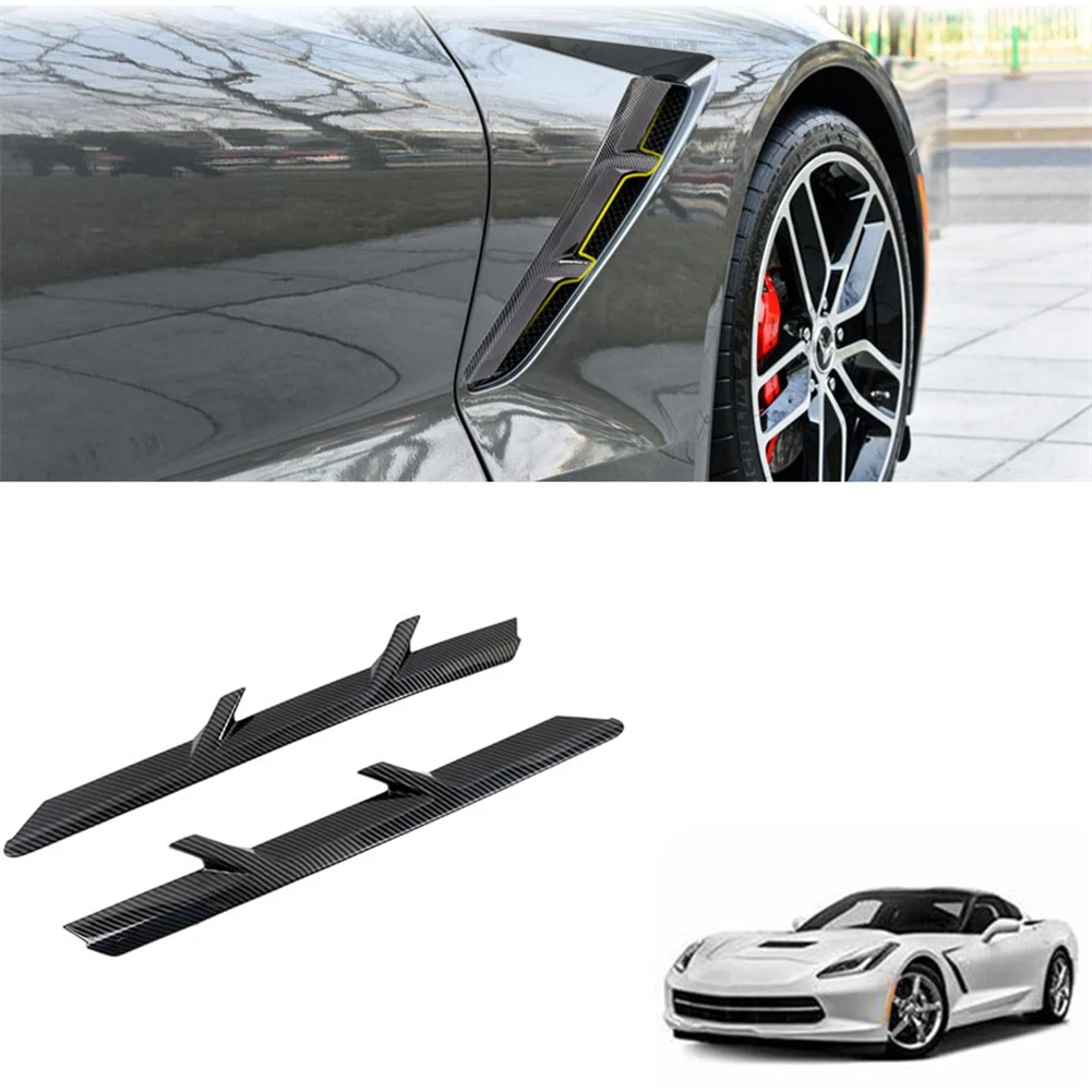 Car Carbon Fiber Door Side Vent Air Flow Fender Outlet Cover Trim Wing for Chevrolet Corvette C7 2014-2018