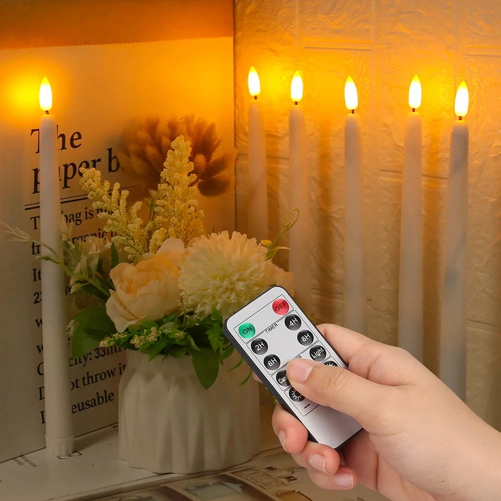 Twinkling Christmas LED candles with remote control, 10 inch long battery-operated, warm white decorative candles, 80pcs