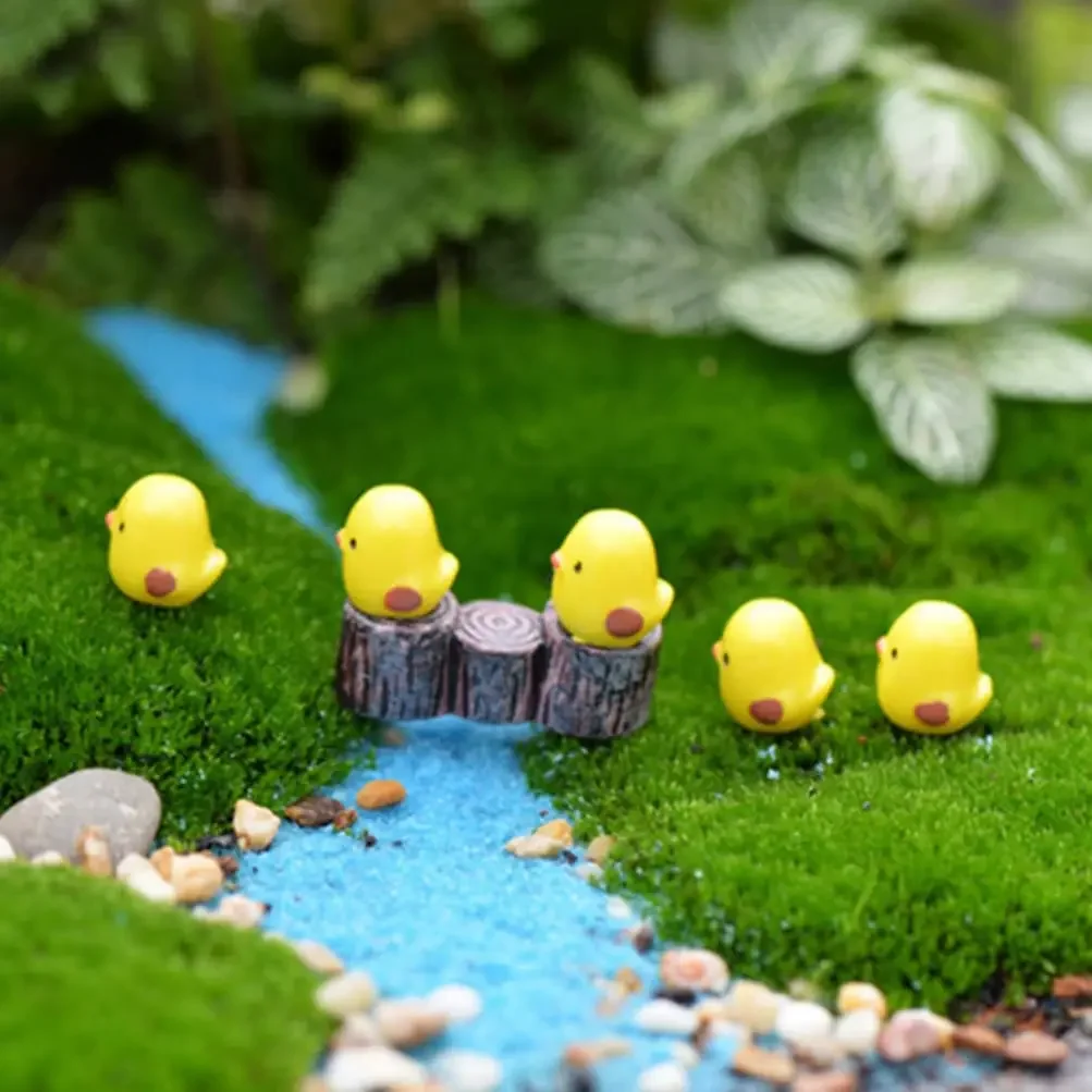 50PCS Mini Yellow Chicken Ornament Resin Fairy Miniature Garden Scene Micro Garden Landscape Ornaments Doll House Decor