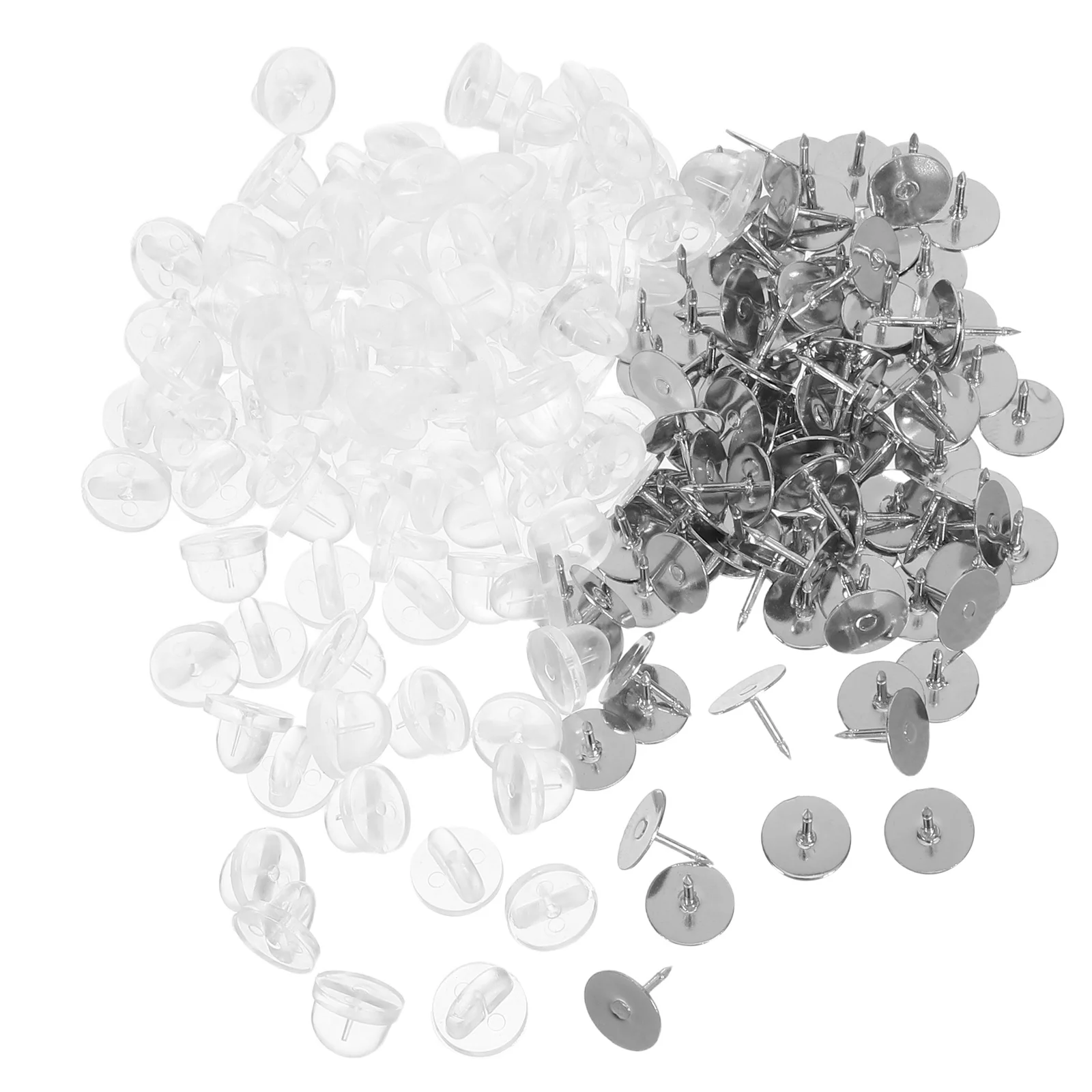 100 set Backs For Jewelry Making: Transparent Locking Clasp Pins Replacement Badge Fastener Brooch Pin Backings Craft Supplies