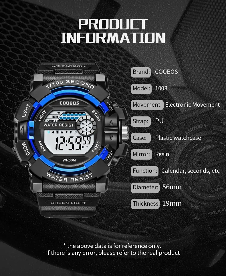 COOBOS Sports Digital Watches for Kids Fashion Waterproof LED Electronic Watch Military Outdoor Children\'s Wristwatch reloj niño