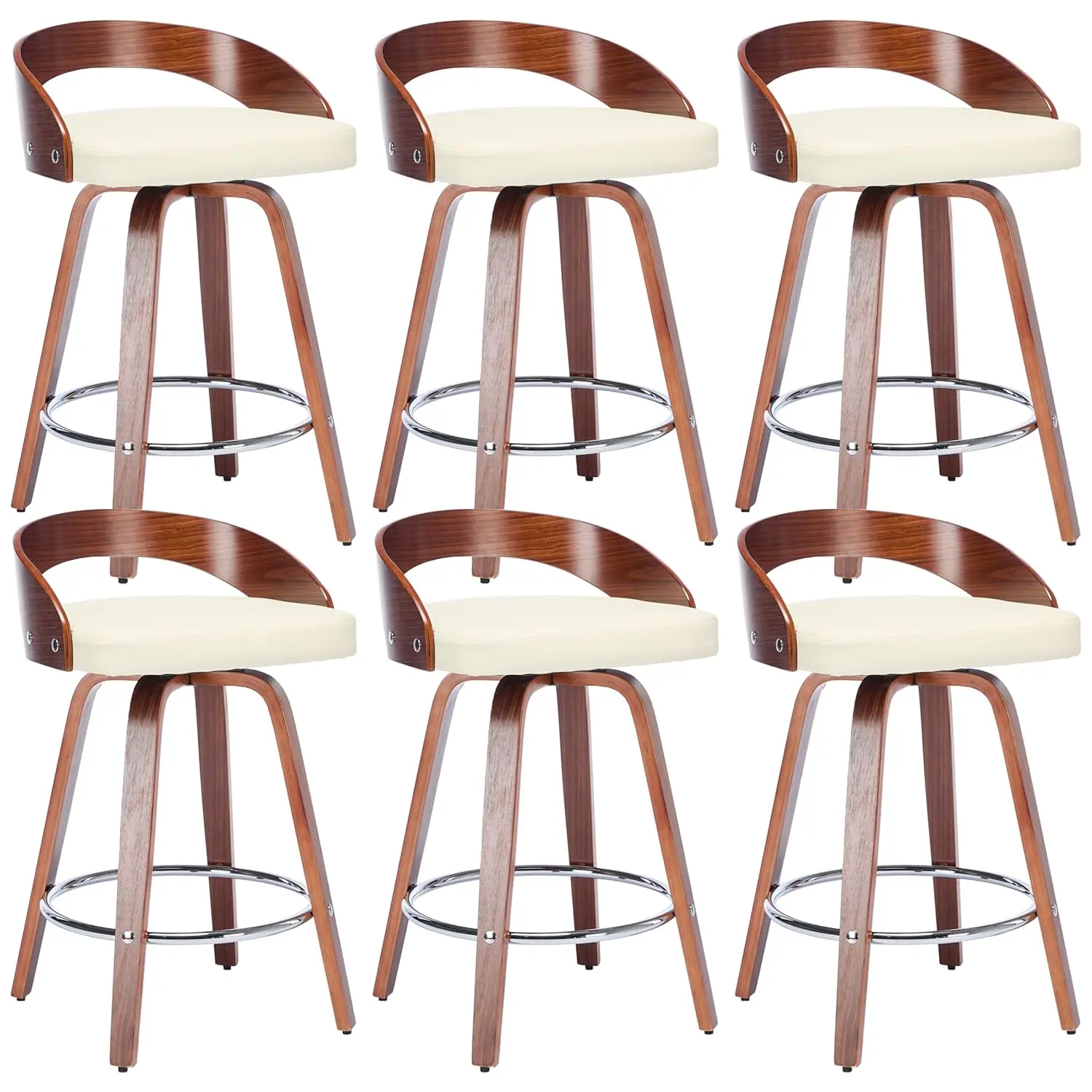 

25in Swivel Bar Stool Set Low Back Cushion Seat Solid Wood Frame Kitchen Dining Customized