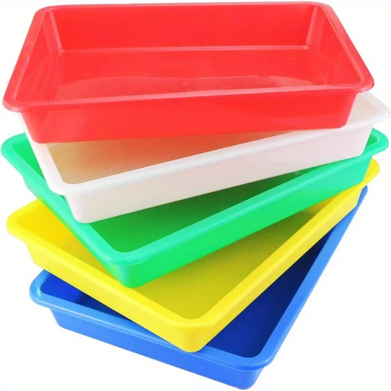 5pcs/pack Plastic Art Trays Set 5 Colors Activity Sensory Sand Serving Trays for Kids Crafts Organizer view 2