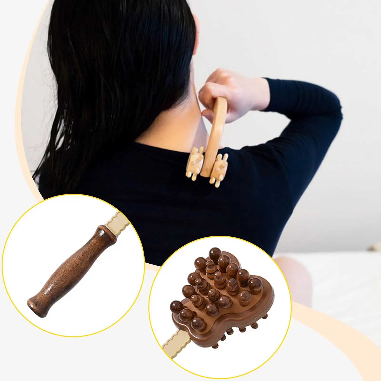 

Tickle Butterfly Design Portable Manual Wooden Beads Massage Tool Back Massager Knock Hammer for Home, Office, Adults, Elderly