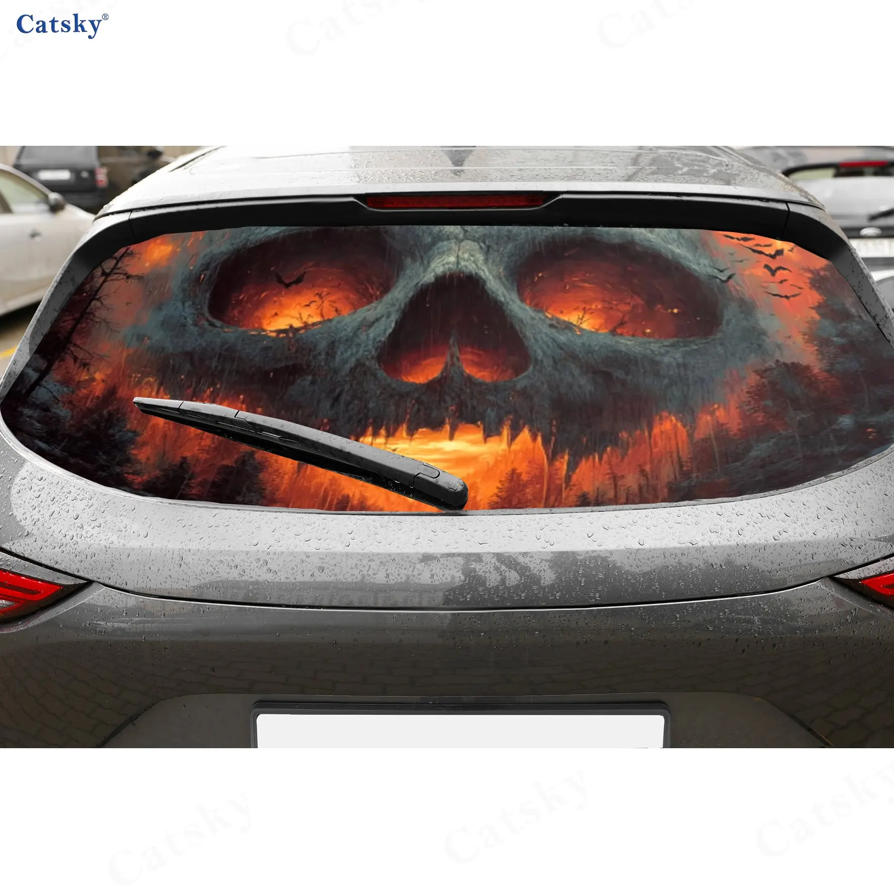 

Skeleton Forest Ghost Day PVC material self-adhesive waterproof car rear window sticker, easy to paste without falling off, wate