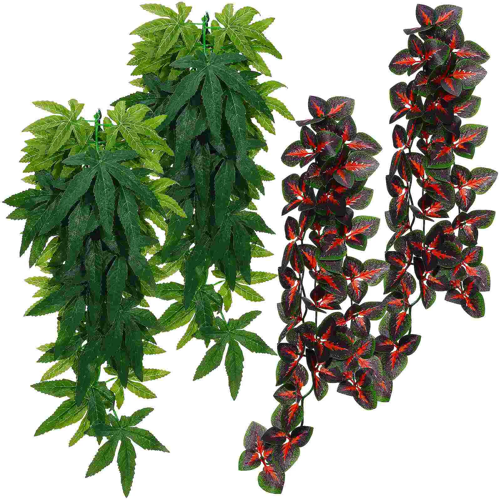 

4 Pcs Artificial Rattan Plant Amphibian Decorations Aquarium Pet Tank Habitat Terrarium Plants Plastic