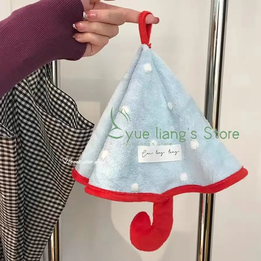 

Original Small Umbrella Hand Towel, Hanging Cute Bathroom Absorbent Quick Towel, Kitchen Thick Coral Fleece Handkerchief