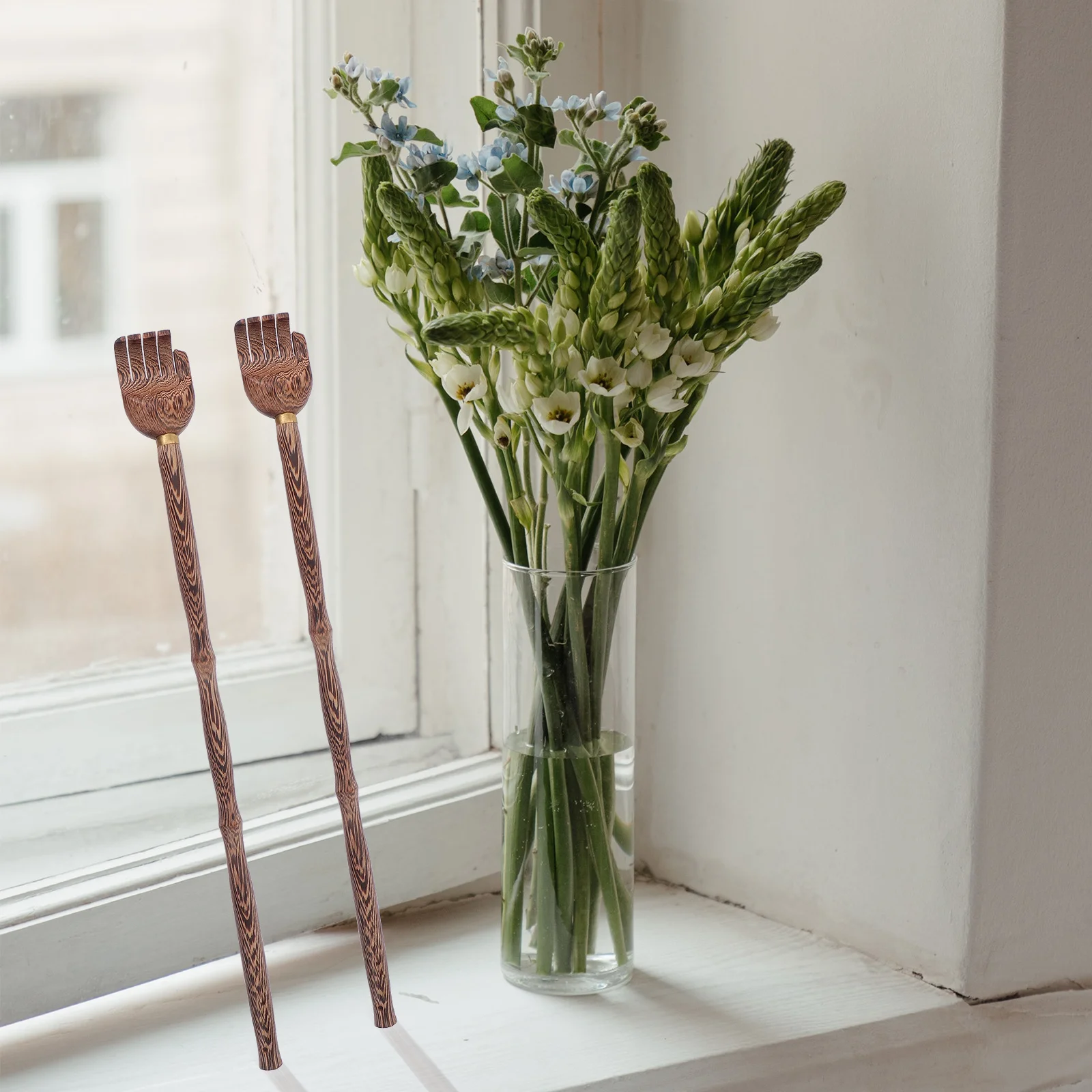 

2 шт. деревянный скребок для спины премиум-класса, эргономичный дизайн, инструмент для царапин с когтями для облегчения зуд, портативный массажер для важких зон