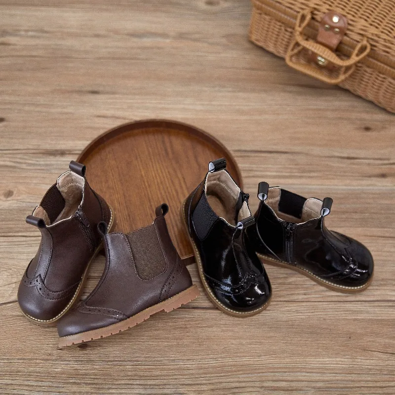 

Children's Quality Boots New Retro Leather Boots British Style Autumn and Winter Small Leather Boots Kids Boutique Shoes