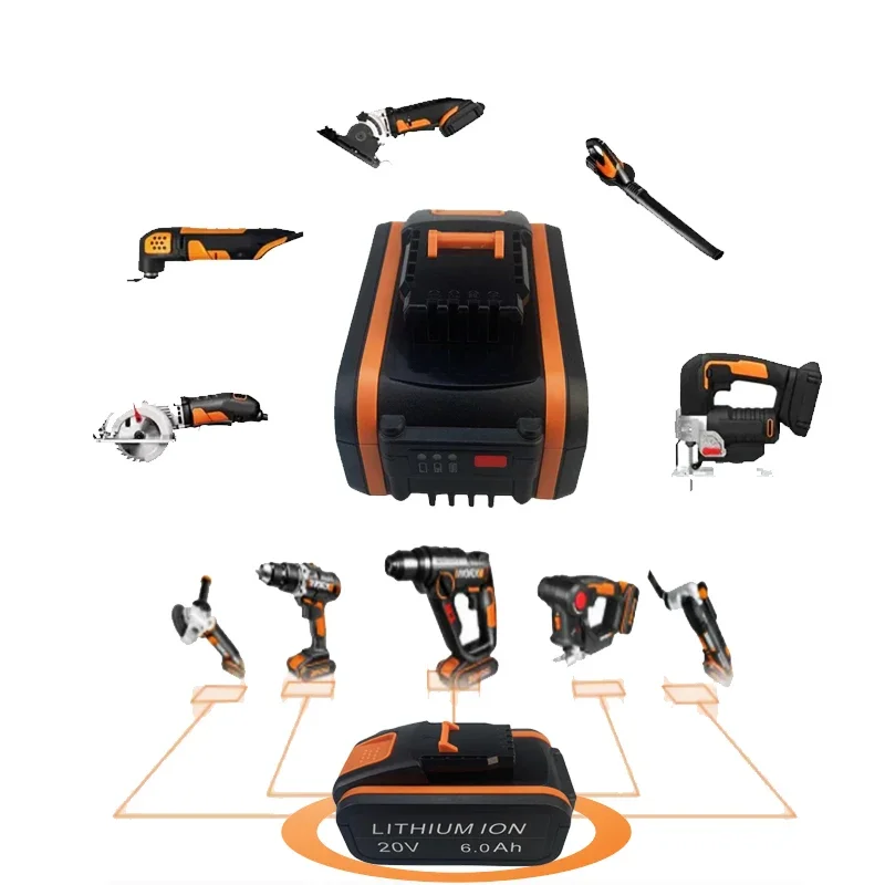 Imagem -05 - Bateria Worx-li-ion para Ferramenta Worx Wx390 Wa3572 Wx367 6.0ah 20v Carregador