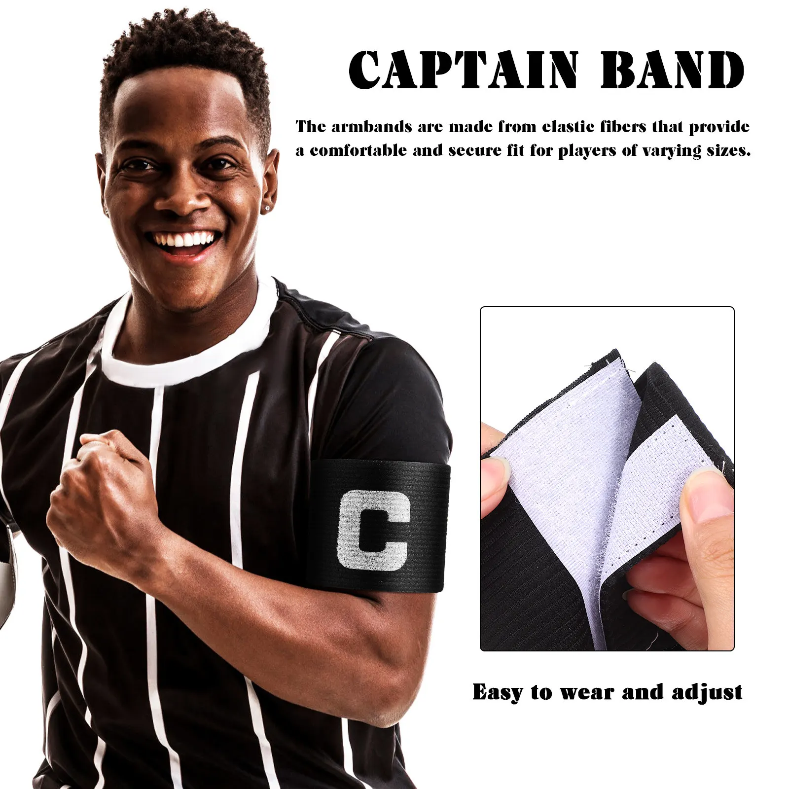 2pcs Captain Bands Soccer Adult Football Captain Armband Professional Team Leader Arm Band Elastic Sports Player Armbands view 4