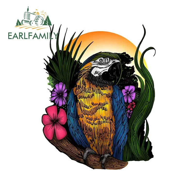 EARLFAMILY 13cm X 10.1cm For Tropical Parrot Car Stickers Motorcycle Helmet Snowboard Waterproof Personality Suitcase Decal