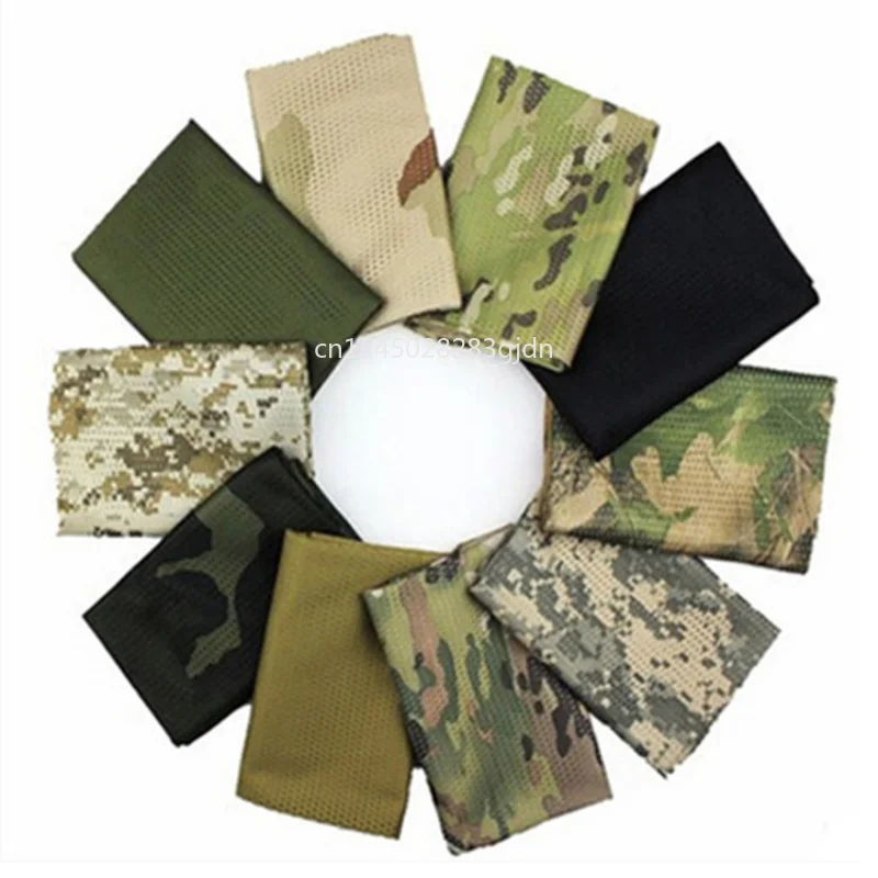 Camouflage Mesh Neck Scarf Sniper Face Scarf Head Wrap for Outdoor Camping Hunting