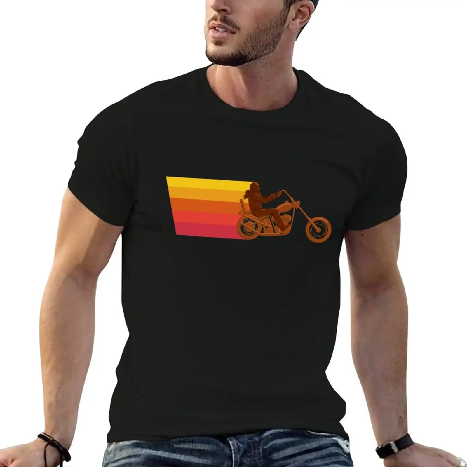 

Chopper motorcycle 70's stlye T-Shirt man clothes heavyweights Aesthetic clothing T-shirt men