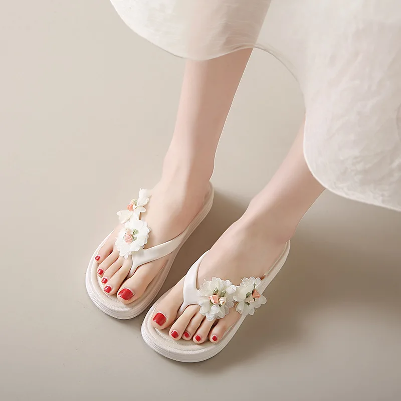 

Шлепанцы из ткани с цветочным узором, летние женские сандалии, модные износостойкие сандалии на плоской подошве, нескользящие шлепанцы, тапочки, пляжная обувь