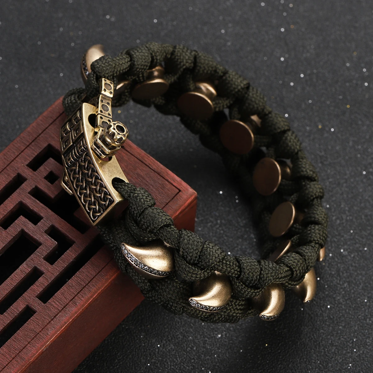 New Braided Bracelet Homme Zircon Dragon Claw Outdoor Survival Paracord Bracelets Pulseras Hombre Rope Bangles Men Jewelry