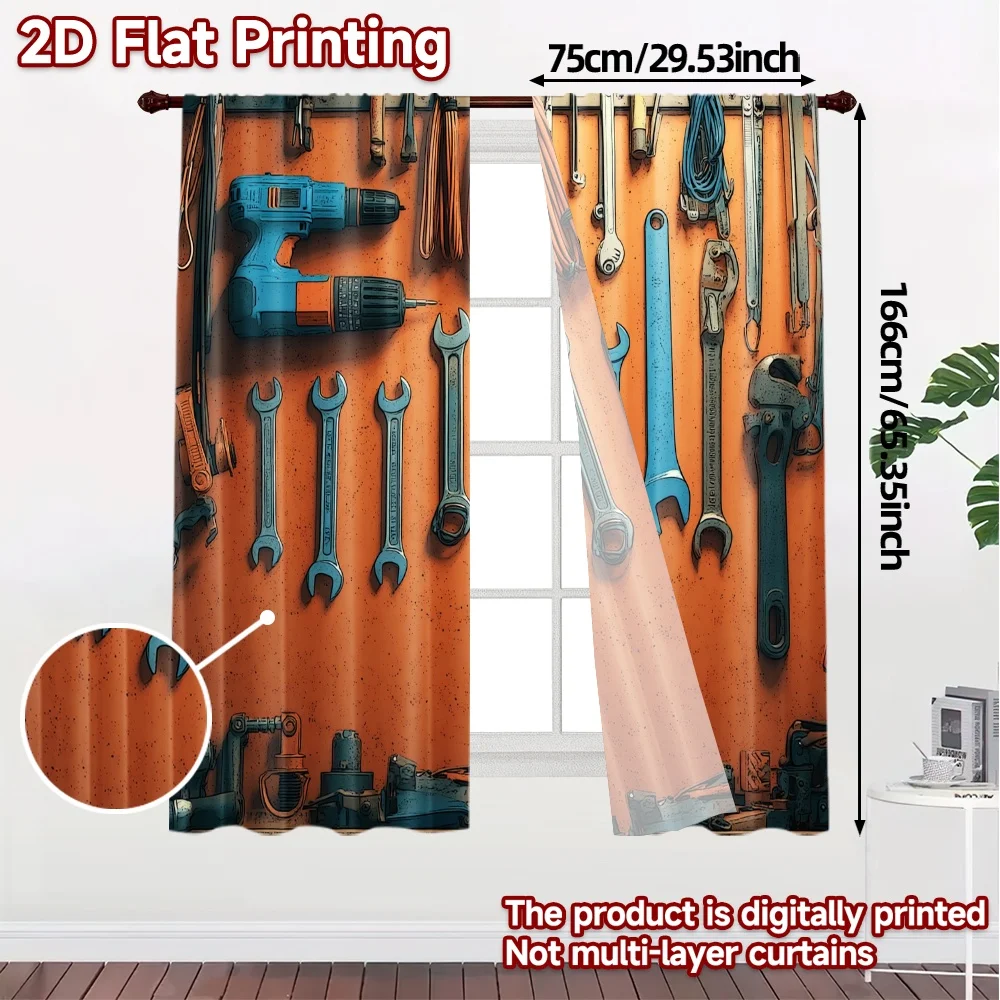 2pcs, 2D FLAT PRINTING Curtains (Without Rod) Tool Wall Symphony Chic Curtain Fabric 100% Polyester Curtains Room Decor Suitable