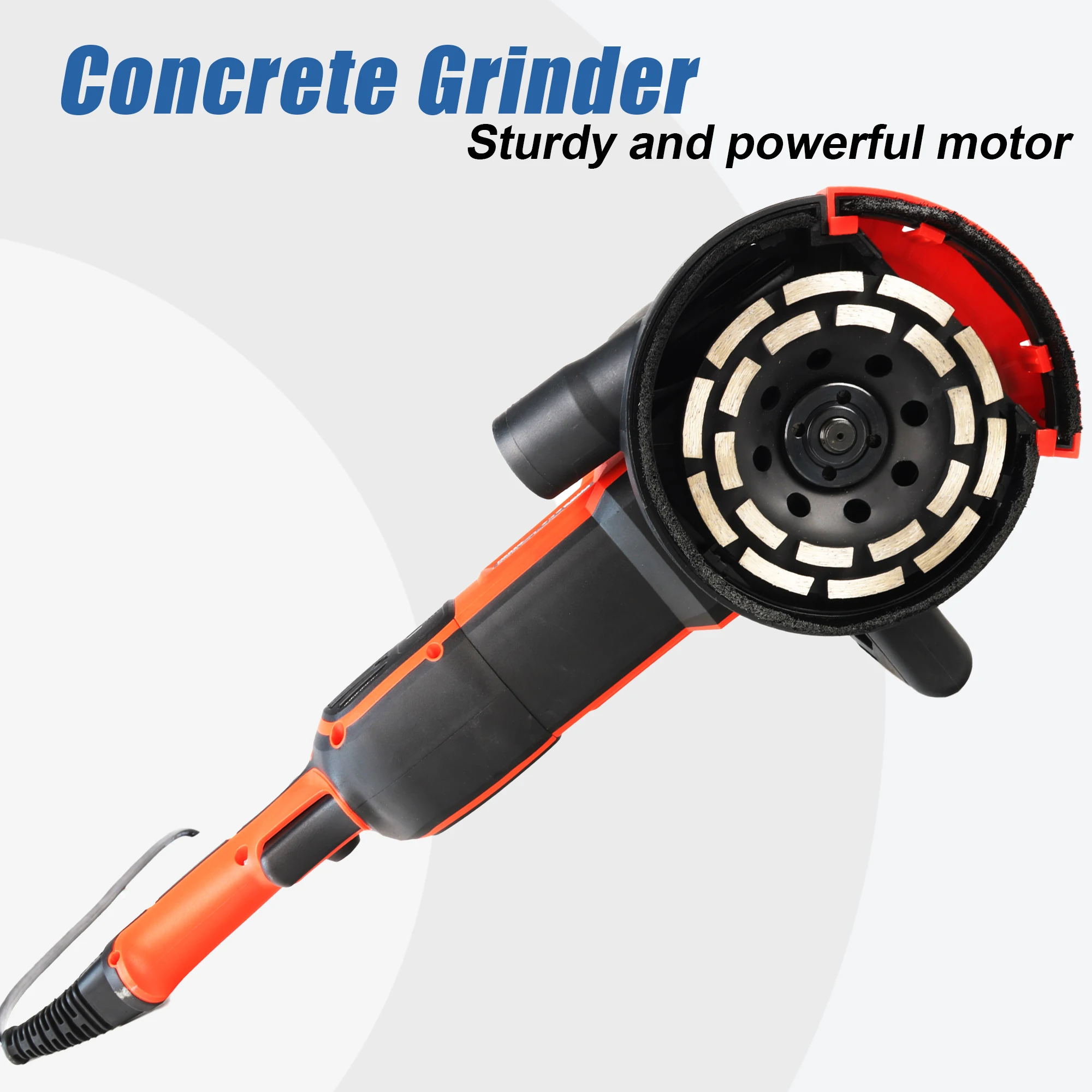 مطحنة رمل خرسانية HERZO بقدرة 1600 وات، مطحنة حجرية محمولة متعددة الوظائف خالية من الغبار وآلة طحن وتلميع الخرسانة