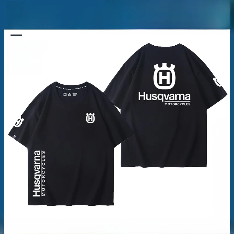 Husqvarna Motorcycle T-Shirt Short Sleeve Off-Road Riding Clothes Half Sleeve Cotton Casual Loose Fit Youth Popular Style