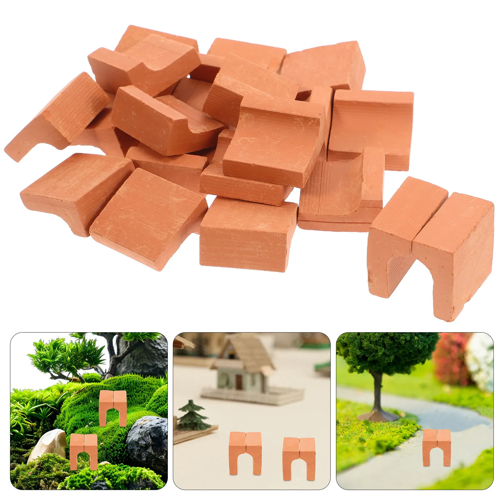 

20Pcs Miniature Bricks High Realism DIY Building Micro Landscape Accessories Tiny Wall Bricks for Sandbox Garden
